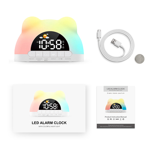 <span class=keywords><strong>Réveil</strong></span> de Chevet Numérique LED Personnalisable pour Enfants, Lampe de Table de Chambre Mignonne avec Éclairage Ambiant RGB - Product Image 6