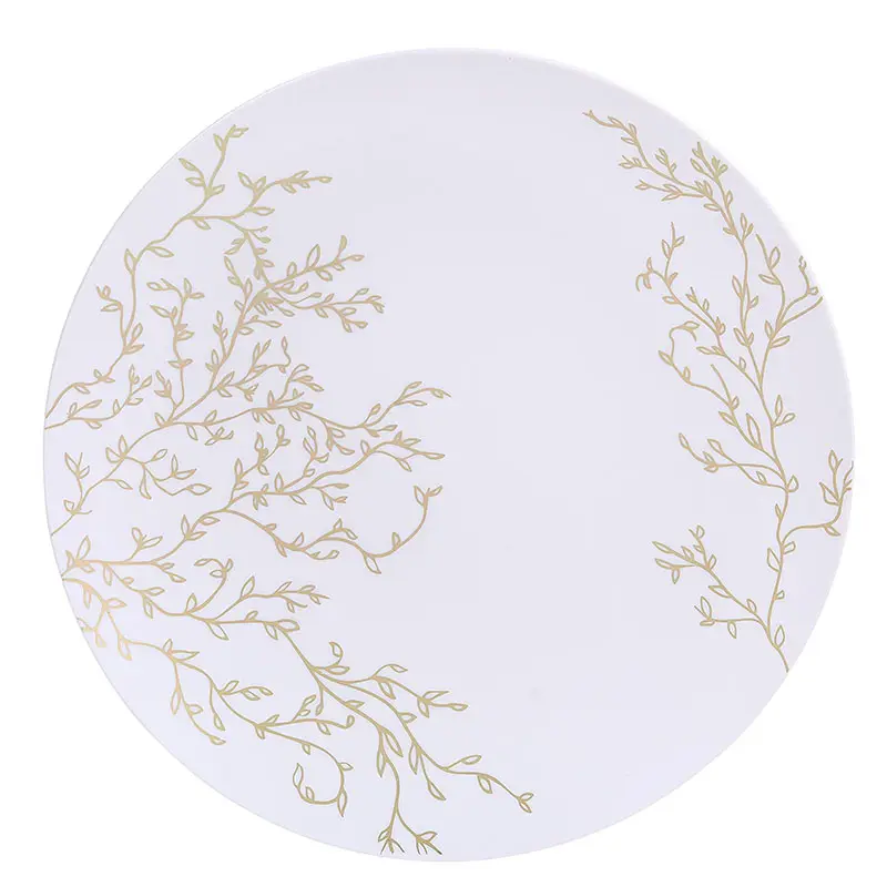 Bone China Desert Plates 6.5 8 10.5 12 Inch Porcelain Tableware Dinnerware Ceramic White Gold Dinner Plates For Wedding Party