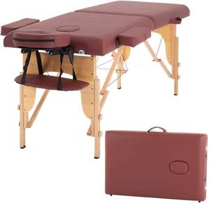 Mesa de masaje portátil, cama de Spa, altura plegable ajustable, cama de masaje de 2 pliegues, cama de tatuaje de salón Facial profesional de cuero Pu - Product Image 1