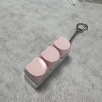 3 Keys PVC Fidget Keychain Mechanical Switch Keycap Tester Light-Up Feature Stress Relief Pinch Toy Heart Shape Digital Printing