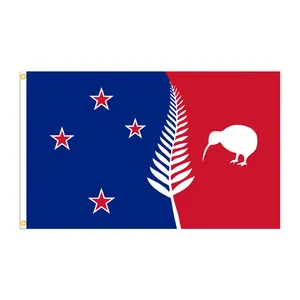 Новая Зеландия, Серебряный папоротник, флаг киви, красный, белый, синий, 3 Х5 фута