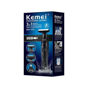 Rasoir électrique Kemei KM-114 pour hommes, 3 en 1, multifonction, rechargeable par USB, lavable, tondeuse à cheveux, tondeuse à nez - Product Image 1