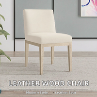 Chaise de salle à manger DIsen au design minimaliste moderne, avec assise en cuir durable et structure en bois massif, non pliable, pour l'ameublement de la maison