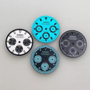 Piezas de Reloj, Cronógrafo de 3 Ojos, Esfera de 29.5MM, Verde Luminoso, Compatible con el Movimiento VK63 - Product Image 3