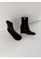 Sepatu Boot Wanita Kulit Sapi Model Bulat di Bagian Ujung Kaki untuk Musim Gugur/Dingin