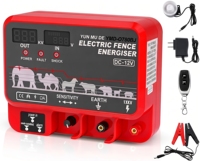 80KM 15.5J Hoogvermogen Elektrische Omheining Energizer 12KV AC/DC Omheininglader met LCD Alarm en Afstandsbediening voor Vee