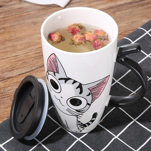 Cangkir Kopi Keramik Kucing Lucu, Kapasitas Besar 600Ml dengan Tutup Cangkir Teh Kopi Hadiah Baru Cangkir Susu - Product Image 4
