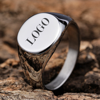 Flacher Ring mit Logogravur, wasserdicht, aus glänzend poliertem Edelstahl, personalisierbar, Geschenk zum Muttertag oder Vatertag