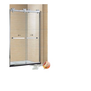 Cabine de douche avec porte coulissante à cadre, verre trempé, design moderne pour salle de bain, acier inoxydable 304 - Product Image 1