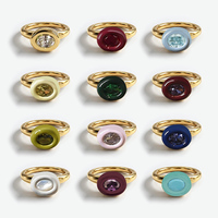 Anneaux modulaires en acier inoxydable à vis interchangeable personnalisables avec breloque amovible 12 pierres de naissance pour bijoux DIY