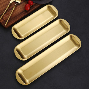 Stainless Steel Long Rectangular <b>Tray</b> For Hot Pot Sushi Barbecue <b>Snack</b> Dish Hotel Use Solid Color 8888 - Product Image 4
