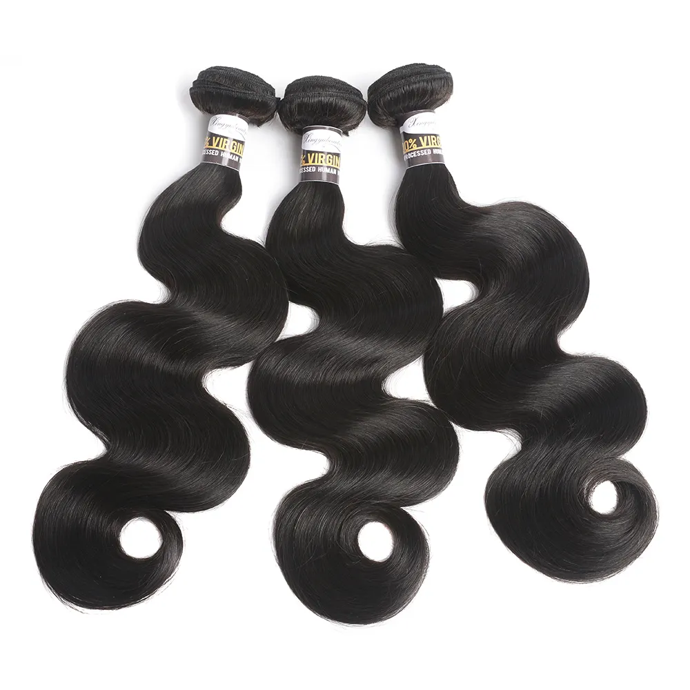 バルクバンドル人毛織り横糸ボディウェーブ10-26インチシックエンド100gナチュラルブラックカラーヘアバンドル