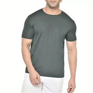 Camiseta de algodón 100% de color sólido para hombre, manga corta, corte regular, cuello redondo, diseño personalizado, talla grande, deportiva - Product Image 1