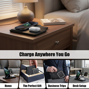 Support de charge sans fil rapide 3-en-1 portable avec logo personnalisé, design magnétique pliable <span class=keywords><strong>pour</strong></span> téléphone portable et <span class=keywords><strong>montre</strong></span> - Product Image 5