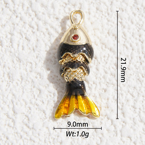 <b>Copper</b> Plated Koi Fish Pendant Mixed Shapes For <b>Bracelet</b> Making Jewelry Findings - Product Image 3