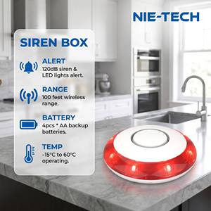 Sirène intelligente Z-Wave série 800 en gros, boîtier de sirène 120 dB, <span class=keywords><strong>alarme</strong></span> sonore puissante, alerte lumineuse LED, certifiée ETL FCC, compatible avec Ring et SmartThings - Product Image 2