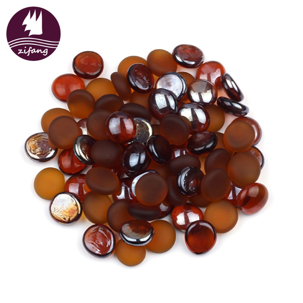 Batu permata kaca Amber terang Mini 18-20mm kelereng kaca belakang datar untuk pengisi vas & ubin mosaik