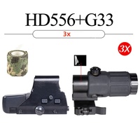 556 Reflex Vert Rouge Dot Sight Holographique Chasse Optique 3X 5X Loupe Alliage D'aluminium Réglable Caractéristique