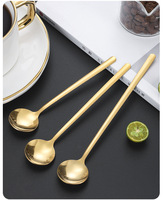 Ustensile d'agitation moderne en acier inoxydable à long manche, petite cuillère élégante en métal pour thé, café, dessert, pour les fêtes
