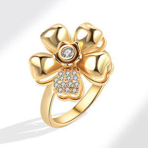 Adjustable Rotating Flower <b>Ring</b> Micro Insert Zircon Copper Gold Plated Tarnish Free <b>Stress</b> Relief Jewelry For Women - Product Image 6