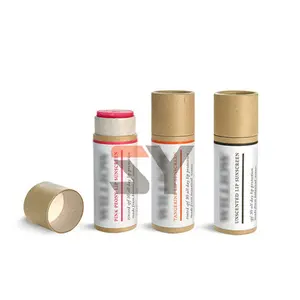 Custom Bio Round Empty Cardboard Container Rolled Edge 2.5 Oz Paper Tube For Deodorant Stick