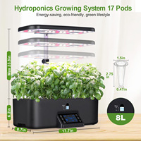 Système hydroponique de bureau intelligent, 17 pots, jardin d'intérieur avec écran tactile LCD, pompe à faible bruit