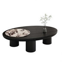 Schwarzer Italienischer Ovaler Couchtisch Designer Vintage Einfacher Langlebiger Holz-Couchtisch