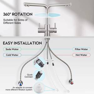 Dual Handles Reverse Osmosis Filter Stainless Steel 4 Way Kitchen Faucet with Sparkling Soda Water - Product Image 5