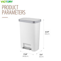 Poubelle rectangulaire en PP de grande capacité 50L avec pédale pour le recyclage extérieur et couvercle écologique