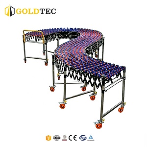 สายพานลำเลียงแบบลูกกลิ้งเหล็กและพลาสติกยี่ห้อโกลด์เทค แบบยืดหดได้ ใช้แรงโน้มถ่วง สำหรับงานก่อสร้างและบรรจุภัณฑ์ - Product Image 1