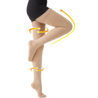 Bas de contention graduée 15-20 mmHg, hauteur cuisse, à bout fermé, avec bande de silicone à picots