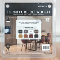 Kit de stylos marqueurs permanents entièrement personnalisables pour la réparation de meubles en plastique, 17 pièces, 8 couleurs, OEM ODM, pour la réparation de chaises et de bureaux