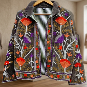 Abrigo de Invierno para Mujer con Bordado Suzani, Hecho a Mano, con Parches de Terciopelo, Diseño Acolchado, 100% Algodón, Estilo Casual, Ideal para Regalo - Product Image 3