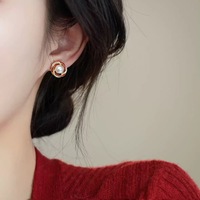 Boucles d'oreilles clous style nid d'oiseau en or 18 carats et perles d'eau douce naturelles pour femme, tige en argent 925, vente en gros