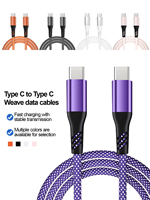 Câble de charge rapide USB-C vers USB-C tressé 1,8 m en nylon avec boîtier métallique argenté et blanc pour ordinateur