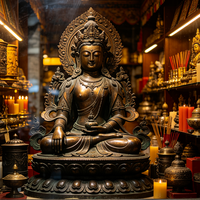 Statue de Bouddha tibétain en bronze en gros pour les magasins religieux