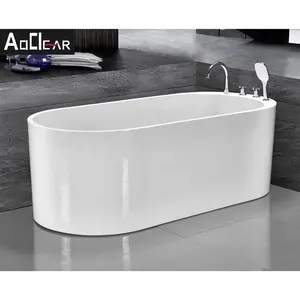 Aokeliya acrylic 1600mm 1700mm 1800mm 2 piece back to wall freestanding bath tub in oval shape