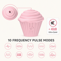 Vibrateur à aspiration orale en forme de cupcake, 10 fréquences, <40 dB, ultra silencieux, stimulateur clitoridien et du point G, jouets pour adultes pour femmes, CE RoHS