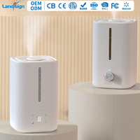 Humidificateur ultrasonique intelligent 2-en-1 à commande tactile OEM ODM, remplissage par le haut, 4,5 L, brume froide, nettoyage facile, pour maison et chambre à coucher