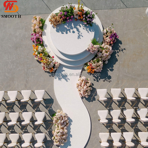 SMOOTH Glossy White 7ft Circular PVC Stage Platform Detachable Three Layer Round <b>Wedding</b> Stage - Product Image 1