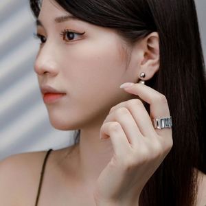 Dylam Metallic Style Fashion 925 <b>Sterling</b> <b>Silver</b> Jewelry <b>Adjustable</b> Wedding Women Folds Irregular Rhodium Plated <b>Ring</b> - Product Image 3