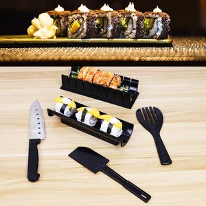 Rouleau de <span class=keywords><strong>Sushi</strong></span> fait <span class=keywords><strong>maison</strong></span>, <span class=keywords><strong>Kit</strong></span> de 7 moules à riz, accessoires de <span class=keywords><strong>Sushi</strong></span> noirs antiadhésifs - Product Image 4