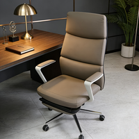 Chaise de bureau exécutive ergonomique en cuir inclinable à 140 degrés, dossier haut, base pivotante chromée, repose-pieds rétractable, pour la maison et le bureau