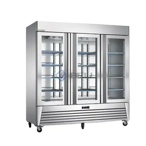 Réfrigérateur et congélateur Commercial vertical à 3 portes certifié Etl en acier inoxydable, refroidisseur de Style américain