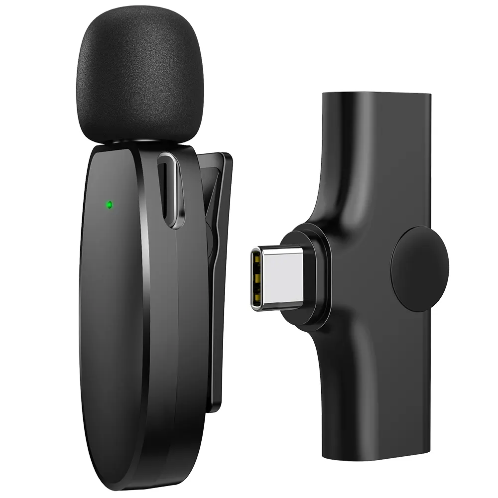 Oneodio Mikrofon Lavalier Portabel, Mikrofon Mini Nirkabel 2.4G Latensi Rendah Tipe C Penghilang Kebisingan untuk Siaran Langsung PC/Ponsel