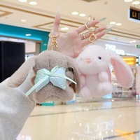 Porte-clés en peluche lapin mignon, pendentif de sac en forme de lapin de dessin animé, breloque pour sac à dos d'étudiant, cadeau promotionnel, vente en gros