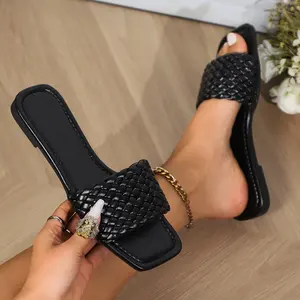Scarpe firmate in pelle treccia oro su misura sandalo per le donne e le signore scarpette piatte di lusso femmes moda