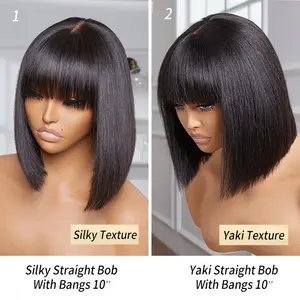 150 180 Density true scalp Human Hair Wigs Women Wholesale short bob wig with bang for Black women hot selling Summer wigs