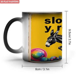 Mug en céramique noir givré à bords arrondis lisses de 11 oz, changeant de couleur, avec motif âne - Product Image 1