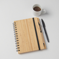 Carnet A5 personnalisé avec couverture en bambou imprimé style reliure thermique en boîte pour l'école bureau Journal d'affaires cadeau de promotion